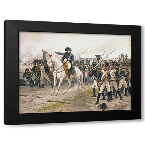 Napoleon at The Battle of Friedland Black Modern Wood Framed Art Print by Ponsan, Edouard-Benard-Debat