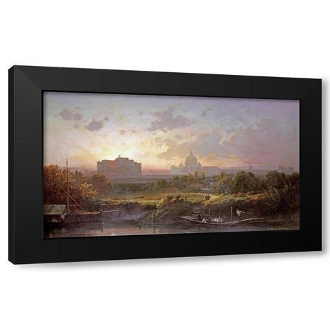 View of Rome at Sunset Black Modern Wood Framed Art Print with Double Matting by Ponthus-Cinier, Antoine