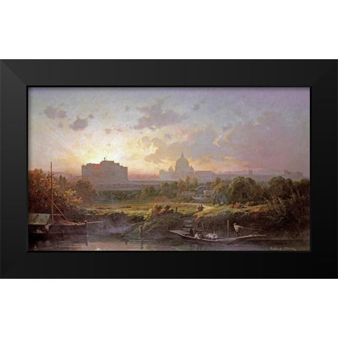 View of Rome at Sunset Black Modern Wood Framed Art Print by Ponthus-Cinier, Antoine
