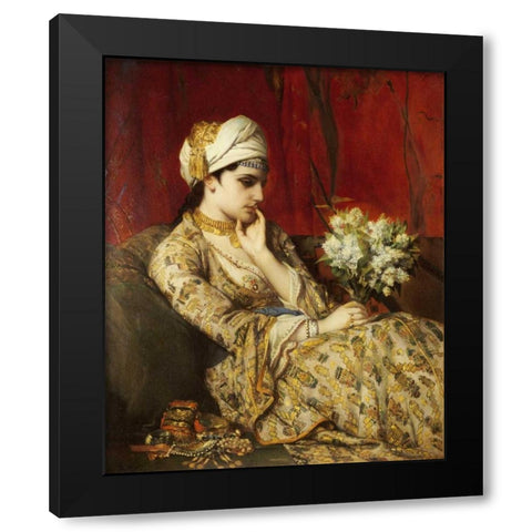 The Odalisque Black Modern Wood Framed Art Print by Portaels, Jan Frans
