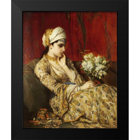 The Odalisque Black Modern Wood Framed Art Print by Portaels, Jan Frans