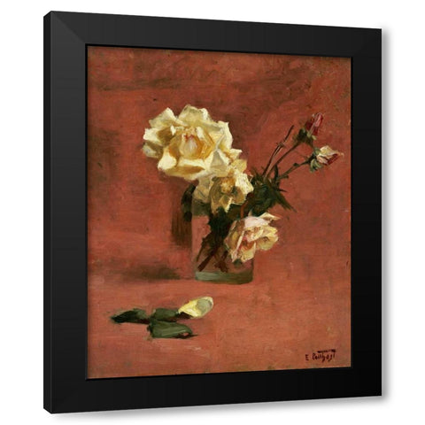 Still Life With Roses In a Glass Black Modern Wood Framed Art Print with Double Matting by Potthast, Edward Henry