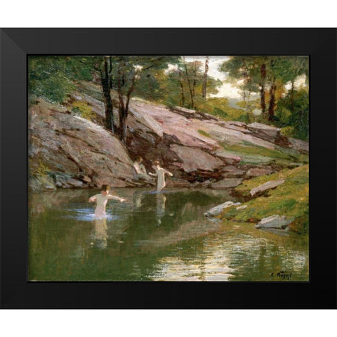 The Swimming Hole Black Modern Wood Framed Art Print by Potthast, Edward Henry