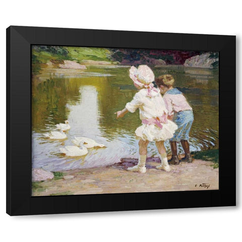 In The Park Black Modern Wood Framed Art Print with Double Matting by Potthast, Edward Henry