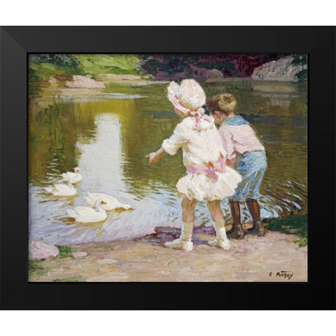 In The Park Black Modern Wood Framed Art Print by Potthast, Edward Henry