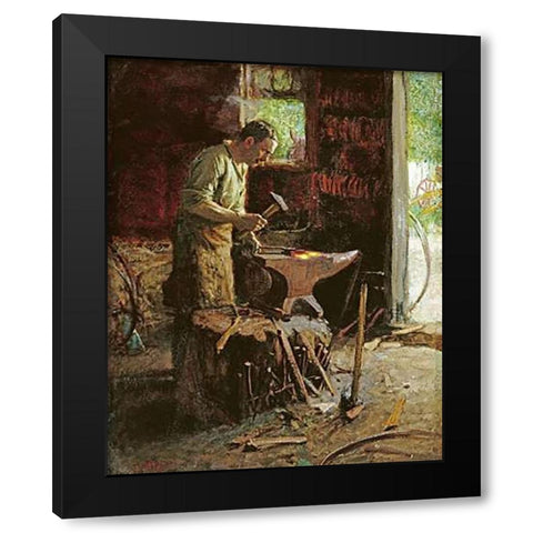 Blacksmith Black Modern Wood Framed Art Print by Potthast, Edward Henry