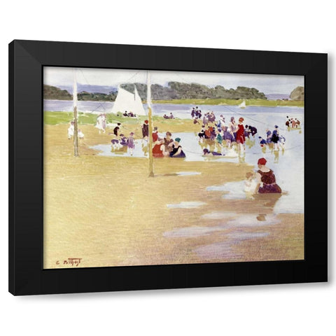 Bathers Black Modern Wood Framed Art Print with Double Matting by Potthast, Edward Henry