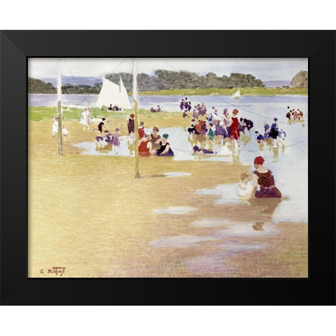 Bathers Black Modern Wood Framed Art Print by Potthast, Edward Henry