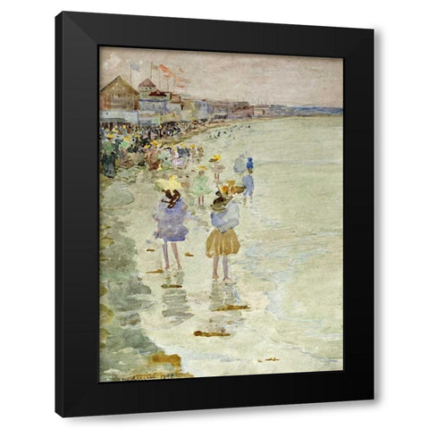 Crescent Beach Black Modern Wood Framed Art Print by Prendergast, Maurice Brazil