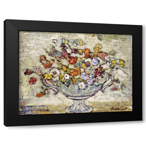 Floral Still Life Black Modern Wood Framed Art Print with Double Matting by Prendergast, Maurice Brazil