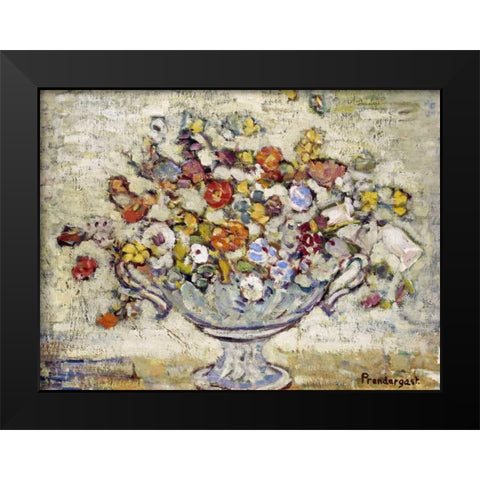 Floral Still Life Black Modern Wood Framed Art Print by Prendergast, Maurice Brazil