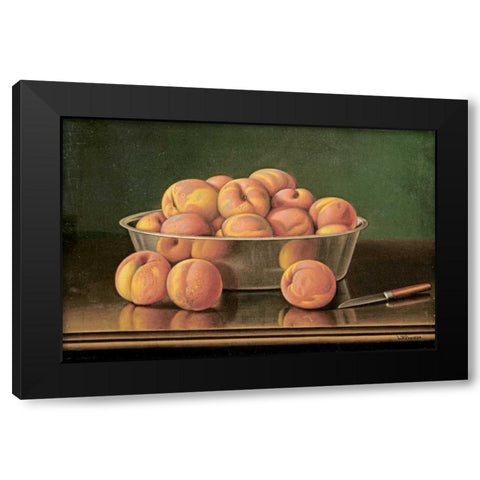 Still Life of Peaches In a Silver Bowl Black Modern Wood Framed Art Print with Double Matting by Prentice, Levi Wells