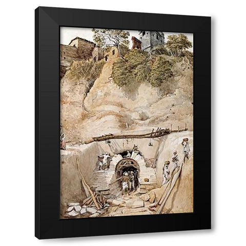 Mineworks Black Modern Wood Framed Art Print by Prinsep, James