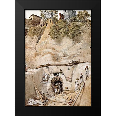 Mineworks Black Modern Wood Framed Art Print by Prinsep, James