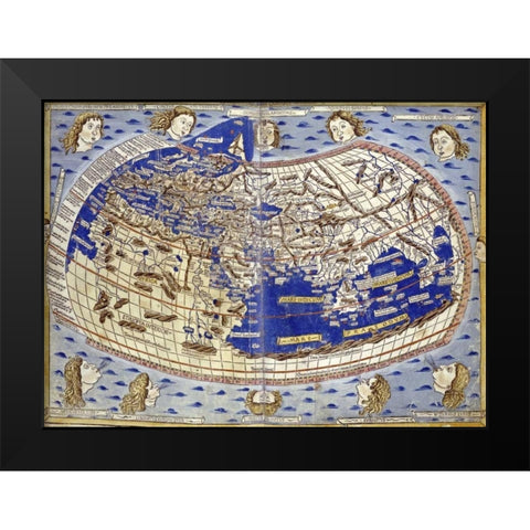 Cosmographia Black Modern Wood Framed Art Print by Ptolemaeus, Claudius