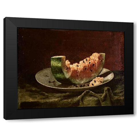Still Life With Watermelon Black Modern Wood Framed Art Print by Ream, Carducius Plantagenet