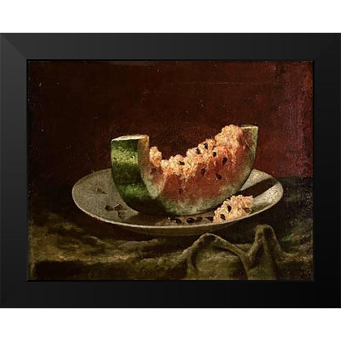 Still Life With Watermelon Black Modern Wood Framed Art Print by Ream, Carducius Plantagenet