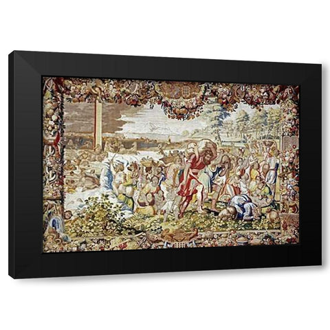 The Drowning of The Egyptians After The Crossing of The Red Sea Black Modern Wood Framed Art Print with Double Matting by Reydams, Heinrich