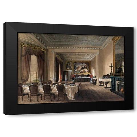 The Dining Room, Osborne House Black Modern Wood Framed Art Print by Roberts, James