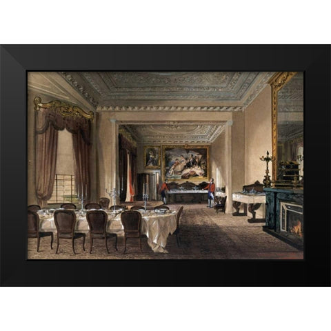 The Dining Room, Osborne House Black Modern Wood Framed Art Print by Roberts, James