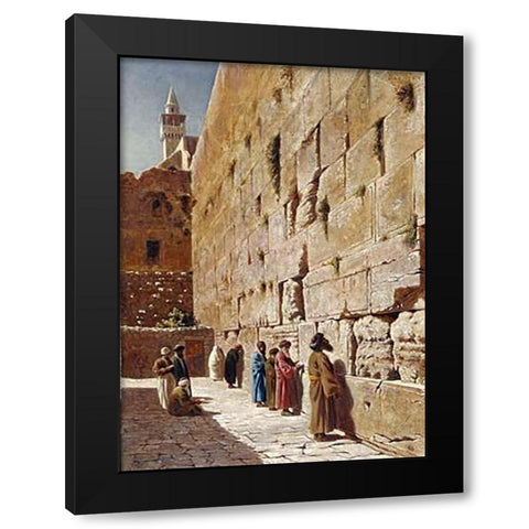 At The Wailing Wall Black Modern Wood Framed Art Print with Double Matting by Robertson, Charles