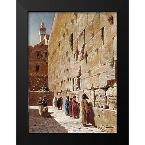 At The Wailing Wall Black Modern Wood Framed Art Print by Robertson, Charles