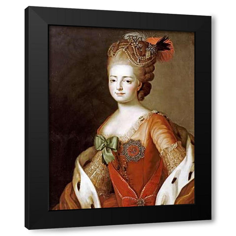 Portrait of Maria Fedorovna Black Modern Wood Framed Art Print by Roslin, Alexander