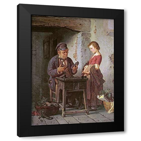At The Cobblers Black Modern Wood Framed Art Print with Double Matting by Rotta, Antonio