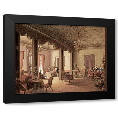 The Interior of The Salon of Tsarina Alexandra Black Modern Wood Framed Art Print by Rundt, Carl Ludwig