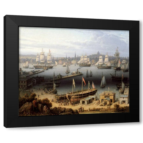 Boston Harbor Black Modern Wood Framed Art Print by Salmon, Robert