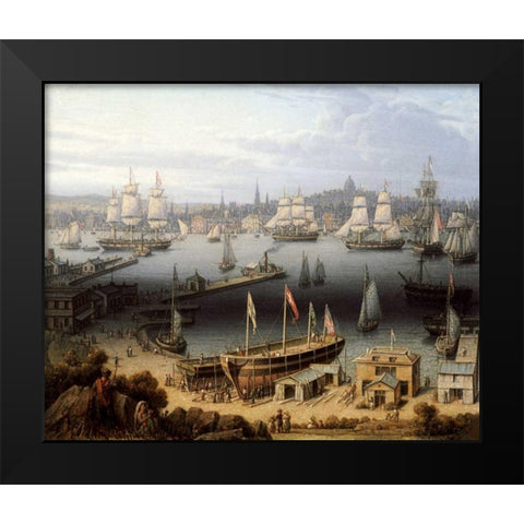 Boston Harbor Black Modern Wood Framed Art Print by Salmon, Robert