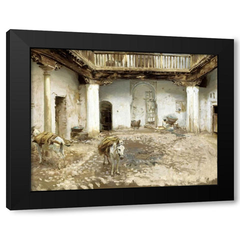 Moorish Courtyard Black Modern Wood Framed Art Print with Double Matting by Sargent, John Singer