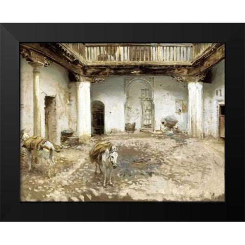Moorish Courtyard Black Modern Wood Framed Art Print by Sargent, John Singer