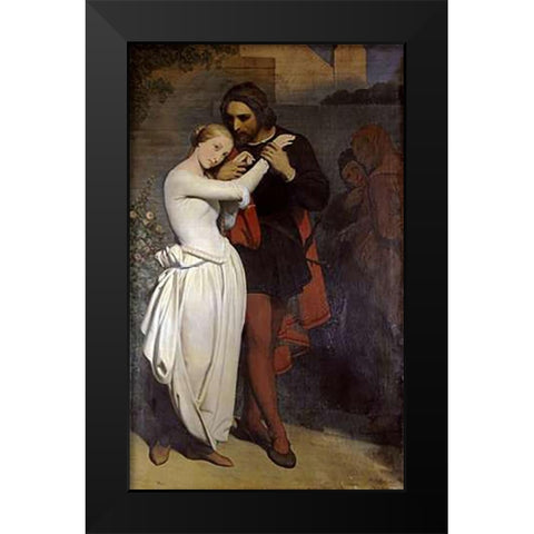 Faust Et Marguerite Au Jardin Black Modern Wood Framed Art Print by Scheffer, Ary