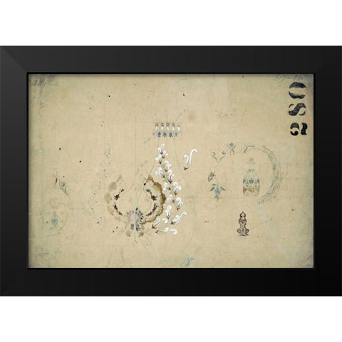 Original Design Sketch - Coffee Service Black Modern Wood Framed Art Print by Tiffany Studios