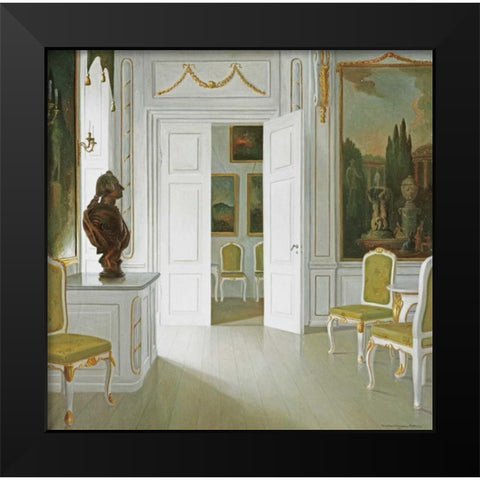 An Interior of a Salon - Fredensborg Black Modern Wood Framed Art Print by Tilemann-Peterson, Christian