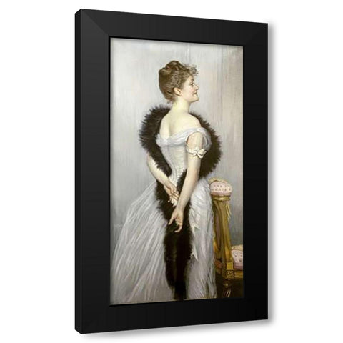 Portrait of The Vicomtesse De Montmorand Black Modern Wood Framed Art Print with Double Matting by Tissot, James Jacques