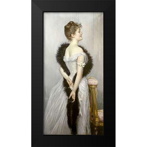 Portrait of The Vicomtesse De Montmorand Black Modern Wood Framed Art Print by Tissot, James Jacques