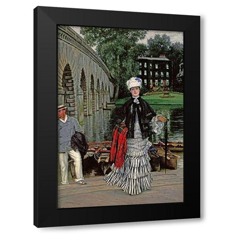 The Return From The Boating Trip Black Modern Wood Framed Art Print by Tissot, James Jacques