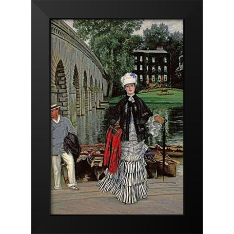 The Return From The Boating Trip Black Modern Wood Framed Art Print by Tissot, James Jacques