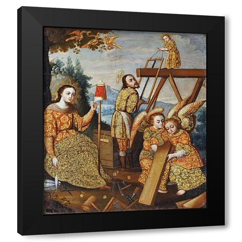 The Holy Family In Nazareth Black Modern Wood Framed Art Print by Tito, Diego Quispe