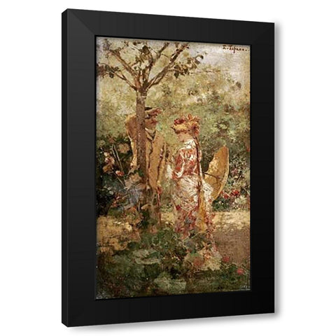 Lappuntamento Black Modern Wood Framed Art Print by Tofano, Edouardo