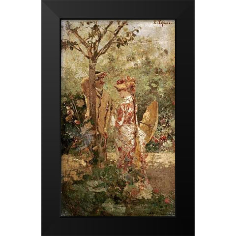 Lappuntamento Black Modern Wood Framed Art Print by Tofano, Edouardo