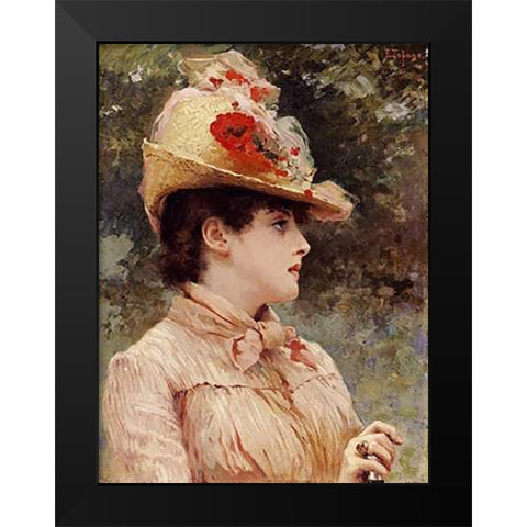 A Young Beauty Black Modern Wood Framed Art Print by Tofano, Eduardo