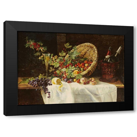 Cherries and Gooseberries In a Basket Black Modern Wood Framed Art Print with Double Matting by Trefftz, Gertrud