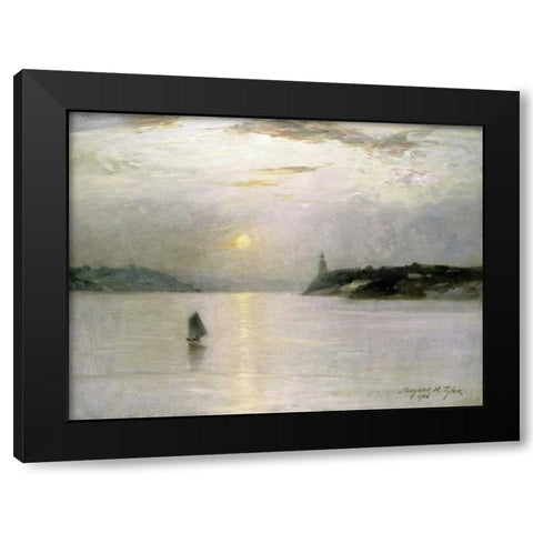 Sailing on The Hudson Black Modern Wood Framed Art Print by Tyler, Bayard Henry