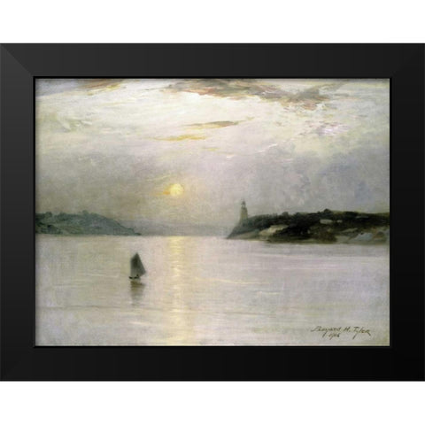 Sailing on The Hudson Black Modern Wood Framed Art Print by Tyler, Bayard Henry