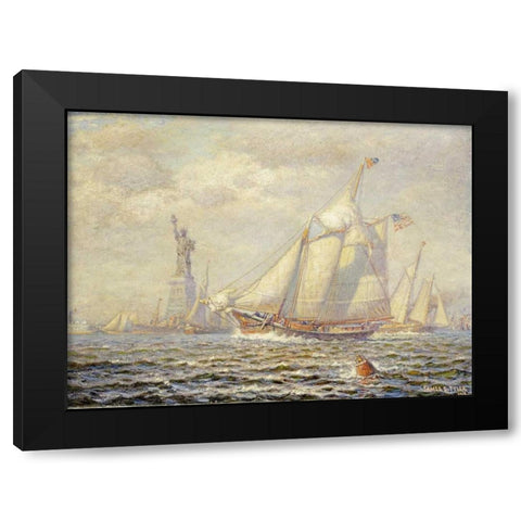New York Harbor Black Modern Wood Framed Art Print by Tyler, James Gale