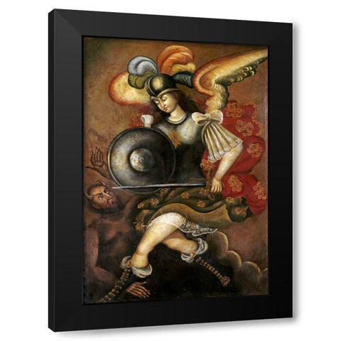 El Arcangel San Miguel Black Modern Wood Framed Art Print with Double Matting by Unknown