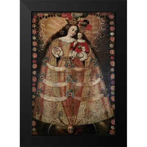 The Virgin of Pomata With a Rosary Black Modern Wood Framed Art Print by Unknown